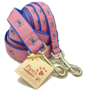 Maryland Blue Crabs Dog Leashes with Pink Ribbon Background