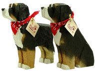 Carved Wood Bernese Mountain Dogs