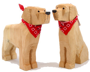 carved wooden dog
