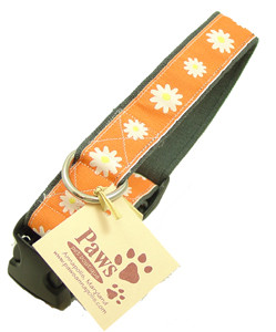 Designer Daisy Dog Collar Made with Soft Hemp Fabric