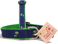 Green (on Navy) Palm Tree Dog Collars