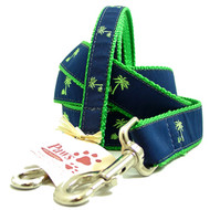 Green Palm Tree Dog Leashes (on navy)