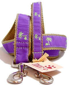 Green Palm Trees Purple Dog Leashes