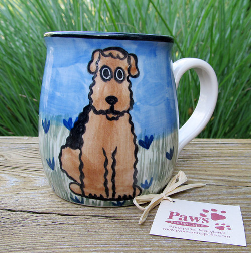 Hand-painted Airedale Mug made in USA.
