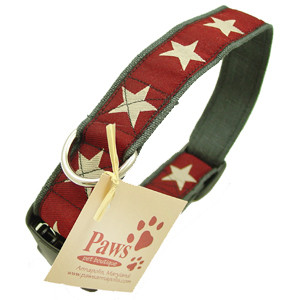 Cranberry Star Hemp Soft Dog Collar