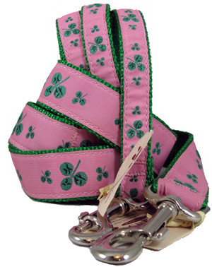 Shamrocks Pink Dog Leashes are Made in America