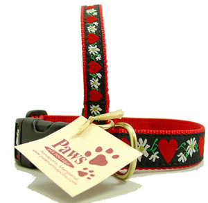 Heart and Flower Dog Collar