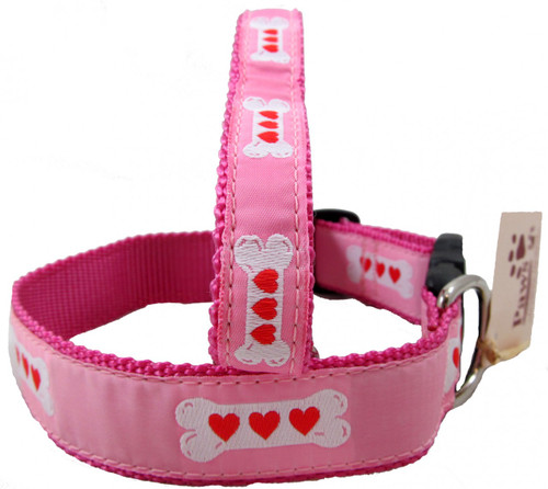 Hearts on Bones Pink Dog Collars are proudly made in America.