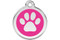 Hot Pink Pawprint ID Tag - Stainless Steel and Enamel