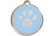 Light Blue Stainless Steel Paw Print ID Tags