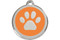 Orange Paw Print Pet ID Tags - Stainless Steel and Enamel