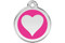 Hot Pink Heart ID Tags in Durable Stainless Steel