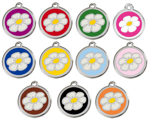 Colorful Enamel Daisy Pet ID Tags Look Stylish with Your Engraved Information