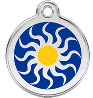 Artistic Sun Pet Collar Tags in Stainless and Enamel