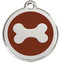 Stainless Steel Dog Tags with Chocolate Brown Enamel and Shiny Silver Bone.