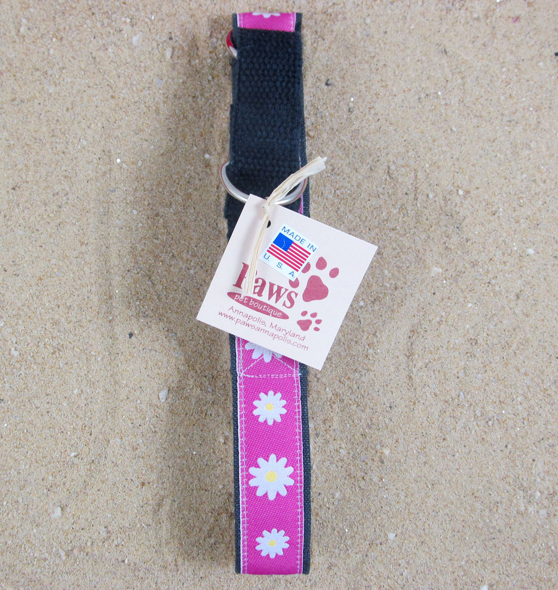 Pink Daisy Soft Martingale Dog Collars Hemp Dog Martingales