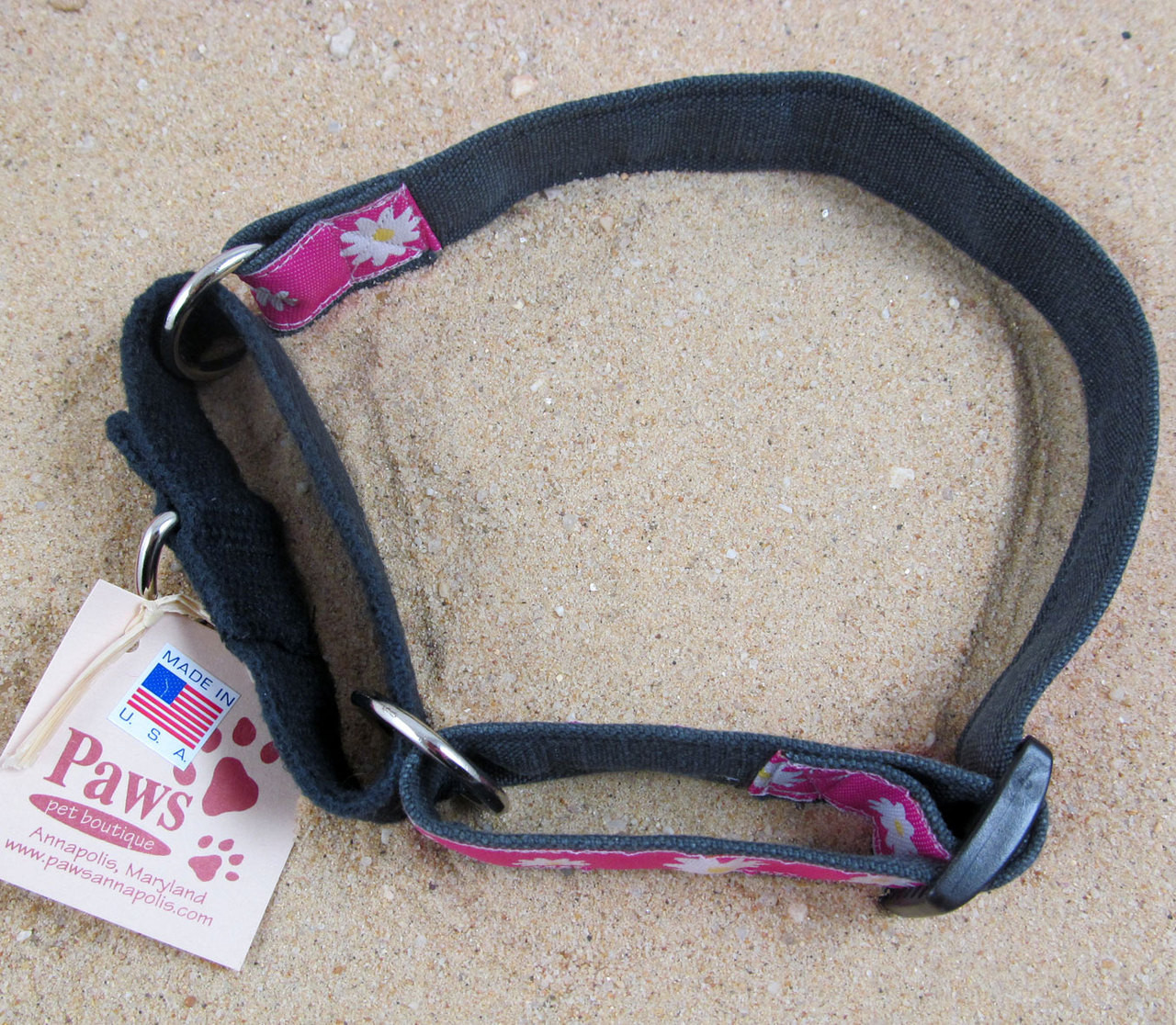 hemp dog collar with metal buckle