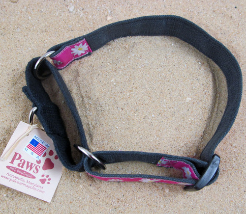 Pink Daisy Martingale Collars made with soft hemp.