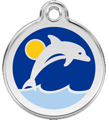 Enamel Dolphin ID Tags in Stainless Steel with Free Shipping