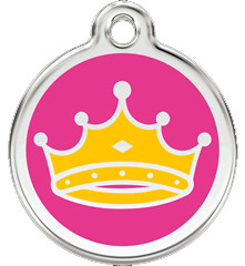 Pink Crown Pet ID Tags Made with Stainless Steel