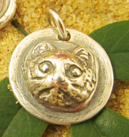 Fine Silver Cat Charm with Historical Charm