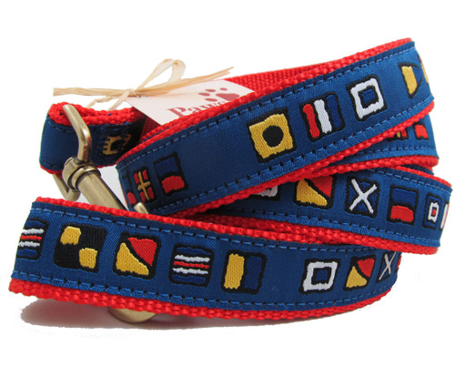 Unique nautical flag dog leashes are made in USA.