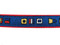 Red webbing backs the nautical ribbon on our USA made dog leashes.