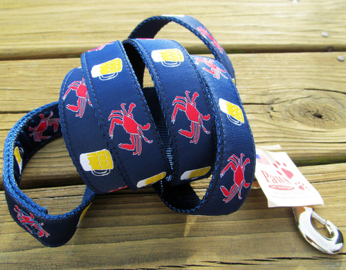 Beer and Crab Dog Leash means Chesapeake summer
