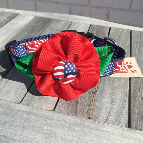 american flag flower dog collar american flag dog collar made in usa