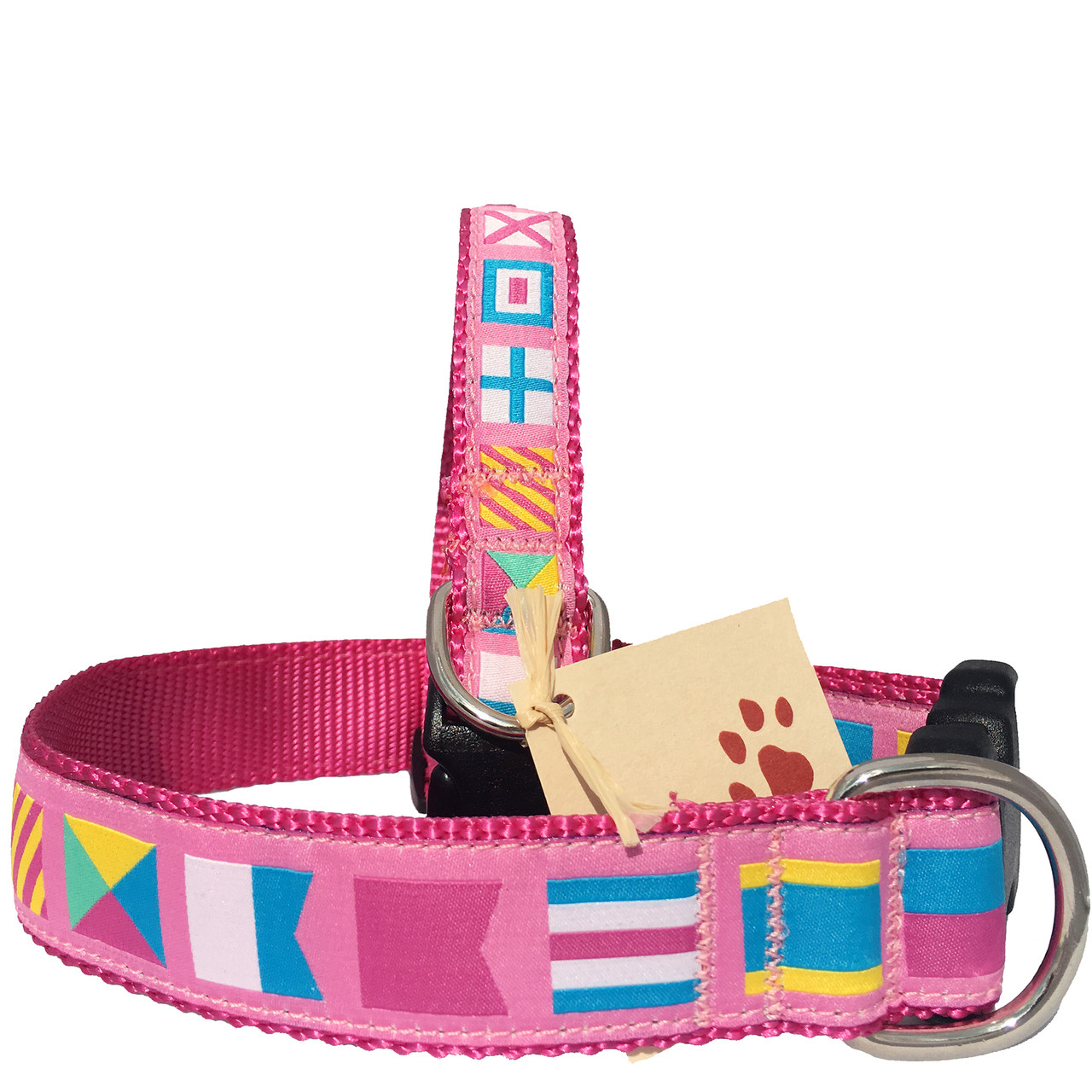 Pink Nautical Flag Dog Collars Pink Dog Collars for Girls