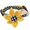 Navy and Gold Polka Dot Flower Dog Collar