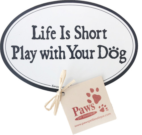 Life is Short, Play with Your Dog Oval Magnet