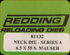 Redding - Neck Sizing Die - 6.5x55 Swedish - 81132