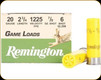 Remington - 20 Ga 2.75" - 7/8oz - Shot 6 - Game Loads - 25ct - 20040/GL206