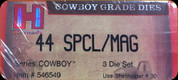 Hornady - Cowboy Grade Dies - 44 Spcl/Mag - 3 Die Set - 546549