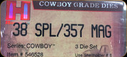 Hornady - Cowboy Grade Dies - 38 Special/357 Mag - 3 Die Set - 546528