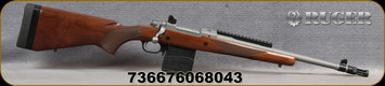 Ruger -  308Win - M77 Gunsite Scout - Bolt Action - American Walnut Stock/Satin Stainless, 16.5"Barrel, Flash Suppressor, Picatinny rail, (2)10rd Magazines, STOCK IMAGE, Mfg# 06804