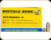 Buffalo Bore - 9x18 Makarov +P - 115 Gr - Hard Cast Flat Nose - 20ct - 34B