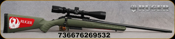 Ruger - 6.5Creedmoor - American Vortex Package - Moss Green Synthetic/Matte Black, 22"Threaded(5/8"-24)Barrel, Marksman Adjustable Trigger, c/w Vortex Crossfire II 4-12 x 44 Riflescope, Dead-Hold BDC reticle, Mfg# 26953