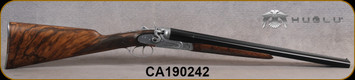 Consign - Huglu - 12Ga/3"/20" - HRZ Deluxe - SxS Hammer gun - Turkish Walnut English Grip/Silver Hand-Engraved/Chrome-Lined barrels, HRZ Hammer, 5pc chokes, SKU# 8682109402422 - unfired in original box