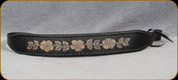 Custom Handmade Genuine Leather Sling - Floral (3 Flowers) - Blk/Grey