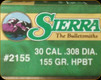 Sierra - 30 Cal - 155 Gr - MatchKing - Hollow Point Boat Tail - 100ct - 2155