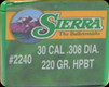 Sierra - 30 Cal - 220 Gr - MatchKing - Hollow Point Boat Tail - 100ct - 2240