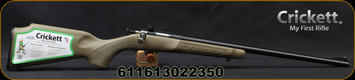 Crickett - 22LR - Gen 2 - Single Shot Bolt Action Rifle - Tan Finish Synthetic Stock/Blued, 16.125"Barrel, Iron Sights  Mfg# KSA2235