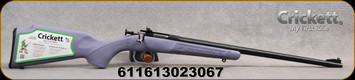 Crickett - 22LR - Gen 2 - Single Shot Bolt Action Rifle - Beach Purple Polymer Stock/Blued, 16.125"Barrel, Iron Sights  Mfg# KSA2306