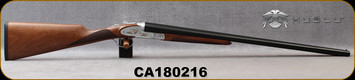 Huglu - 12Ga/3"/28" - 200AC - SxS - Turkish Walnut English Stock/Silver Receiver w/Hand Engraved Gold inlay/Blued Barrel, SKU# 8681715393445, S/N CA180216