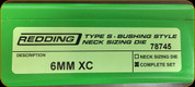 Redding - Type S-Bushing Neck Sizing Die Set - 6mm XC - 78745