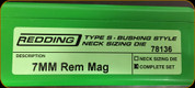 Redding - Type S-Bushing Neck Sizing Die Set - 7mm Rem Mag - 78136