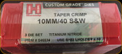 Hornady - Titanium Nitride Dies - 10mm/40 S&W - Taper Crimp - 3 Die Set - 546534