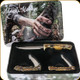 AOB - Uncle Henry - Fixed/Folder Knives w/Staglon Handles with Wolf Inset - 3-pc Gift Tin Set - 1157964